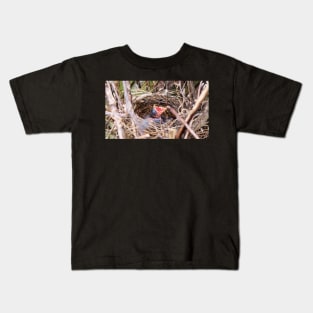 Hungry Baby Northern Cardinal In Its Nest With Its Mouth Wide Opened Kids T-Shirt